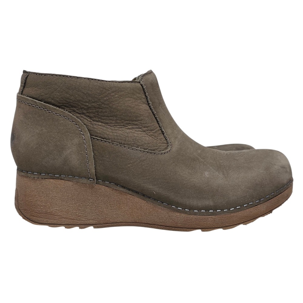 Dansko Charlene Women Ankle Boot Taupe Leather Wedge Zip 39 EU 8.5 US $175 - Picture 7 of 12